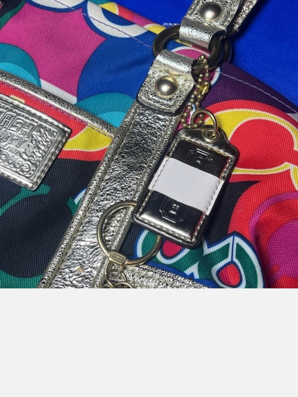 Coach Multicolor Signature Print Tote with Metallic Straps - Picture 2 of 10
